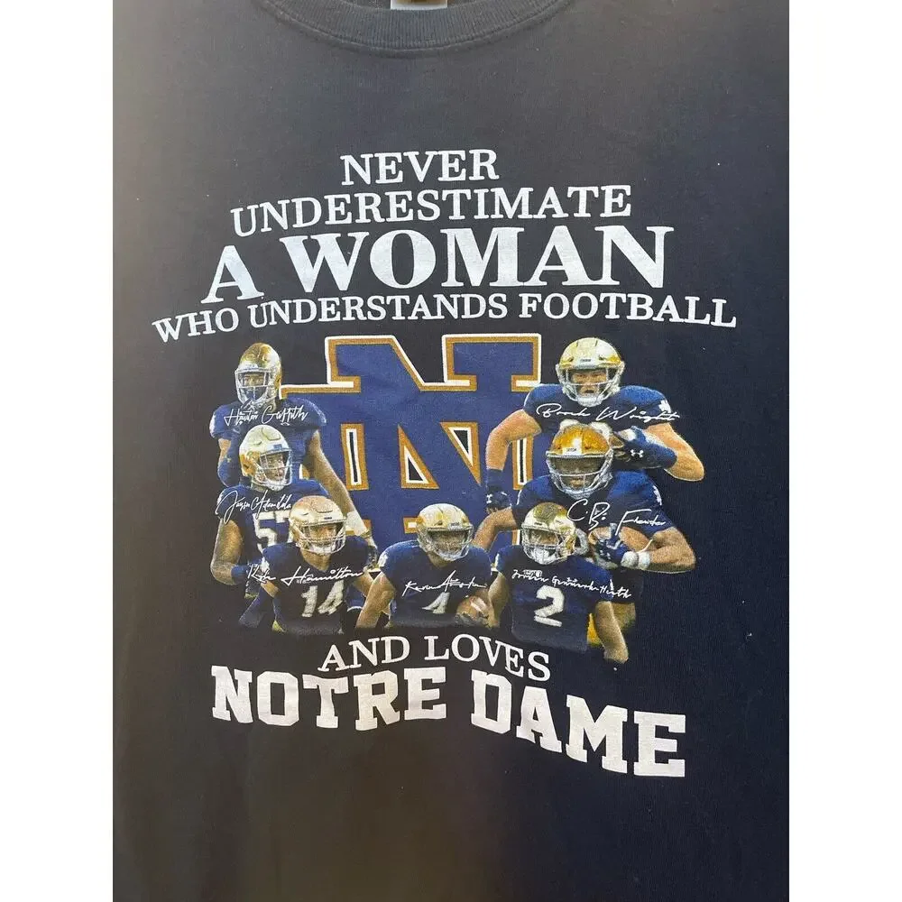 DARK BLUE SIZE LARGE NOTRE DAME TEE WITH SAYINGS - Picture 2 of 3